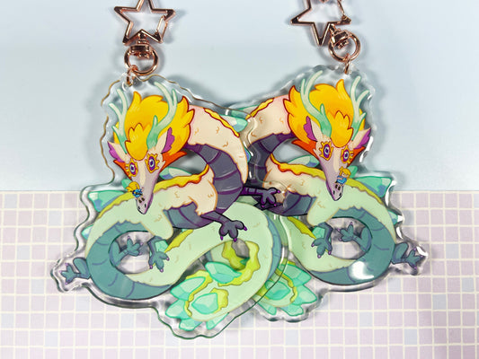 Big Acrylic Legend of Zelda light dragon and link Charm / bouble sided / HUGE 11 cm /