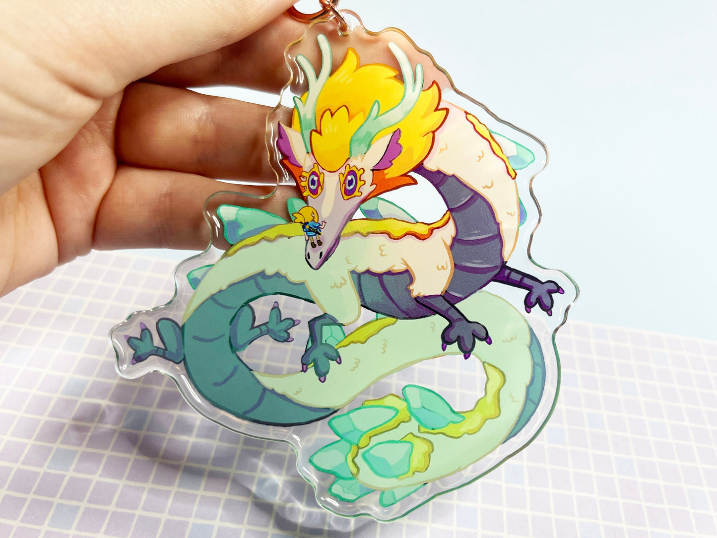 Big Acrylic Legend of Zelda light dragon and link Charm / bouble sided / HUGE 11 cm /