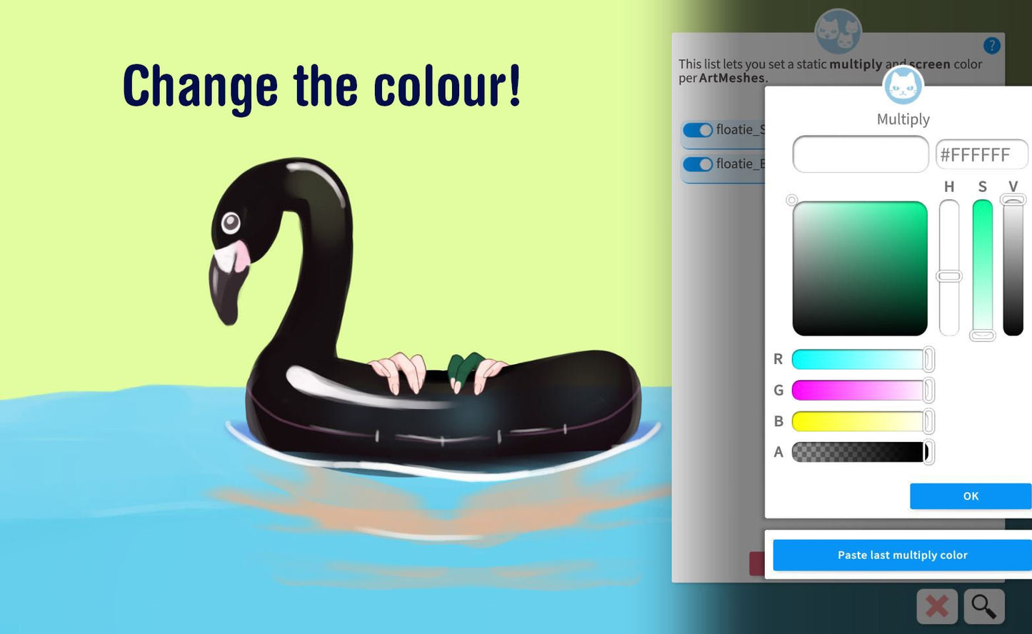 vtuber asset | Summer pool floatie & animated beach and pool background |  | Live2D version |