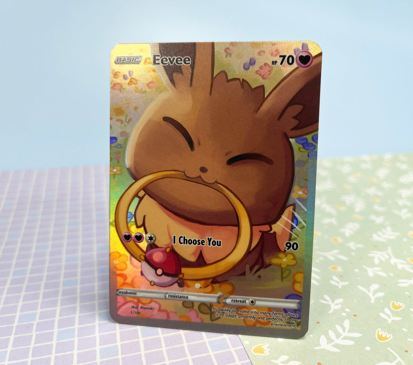 Starter pokemon / Charmander, Mudkip, bulbasaur and more / Custom holographic Pokémon card / Basic illustration card