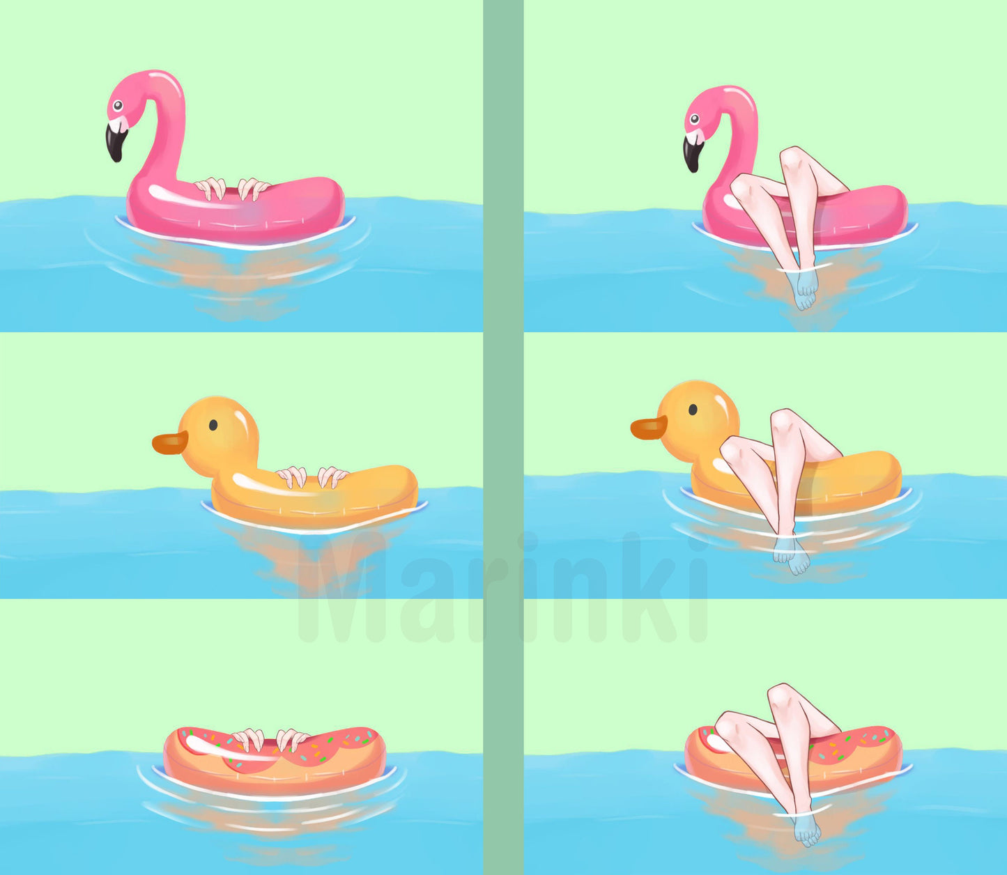 vtuber asset | Summer pool floatie & animated beach and pool background |  | Live2D version |