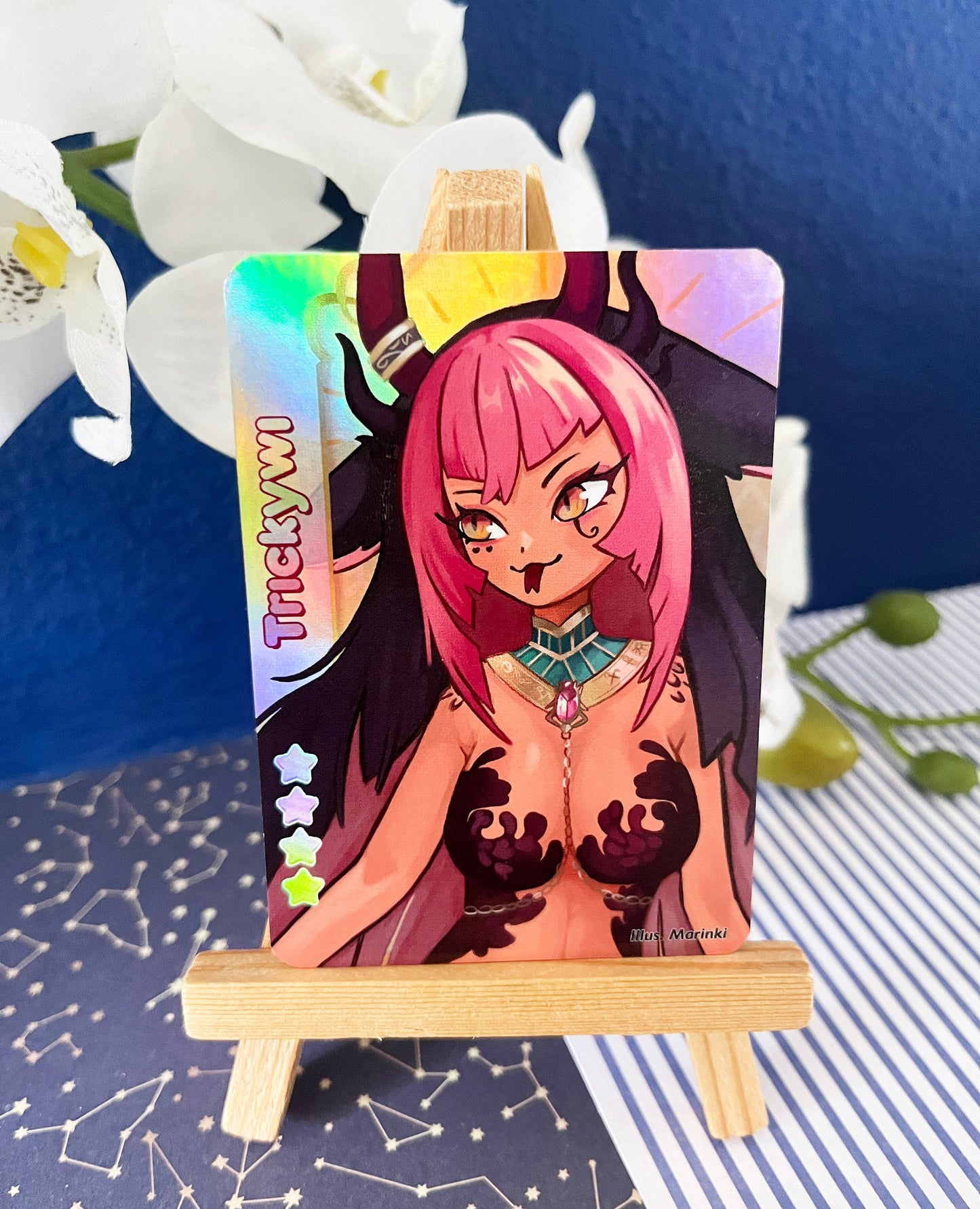 Holographic Vtuber idol cards Trickywi