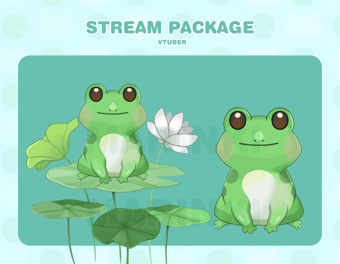 Cute Frog Stream Overlay & frog vtuber model | frog emotes | Cozy Stream Overlay |