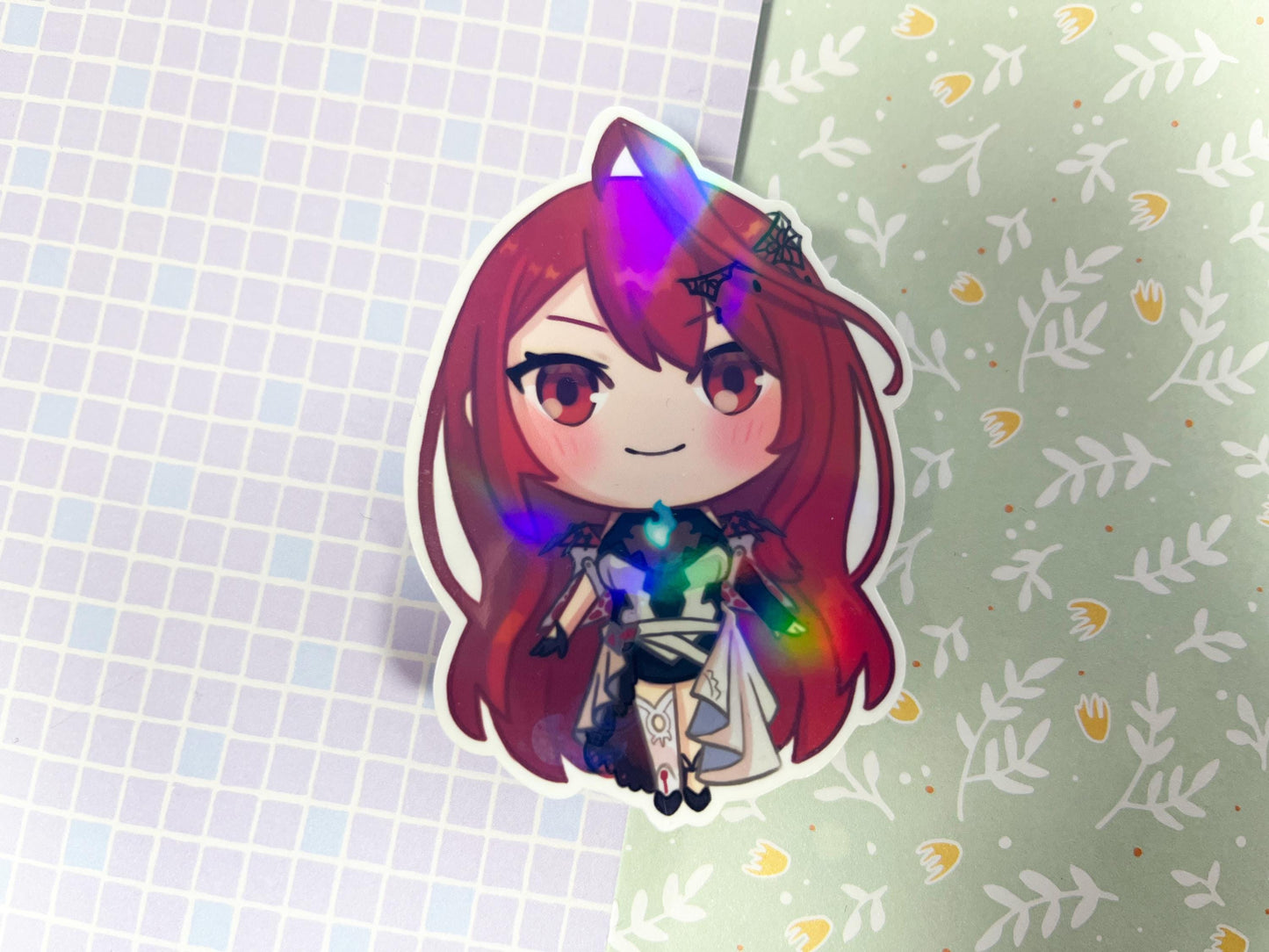 Vtuber Stickers holo justice  | Elizabeth, Cecilia, Gigi, Raora |   8CM Sticker glitter Vinyl