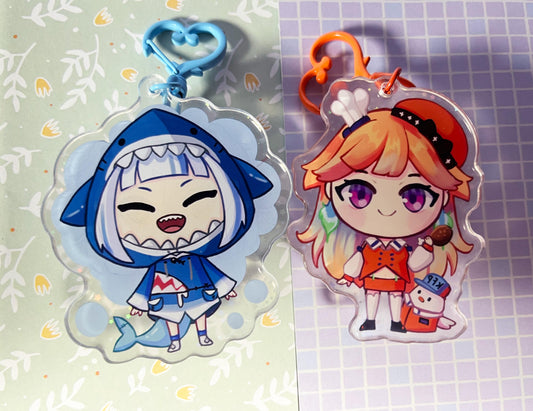 Charm Gura and Kiara  | 6,5CM Glitter keychain