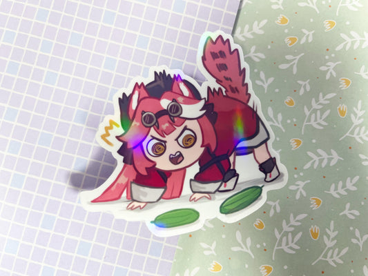Vtuber Stickers holo justice  | Raora no Cucumber |   8CM Sticker glitter Vinyl