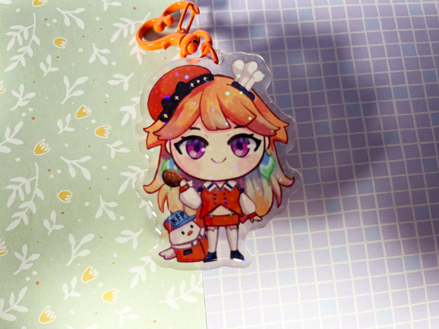 Charm Gura and Kiara  | 6,5CM Glitter keychain
