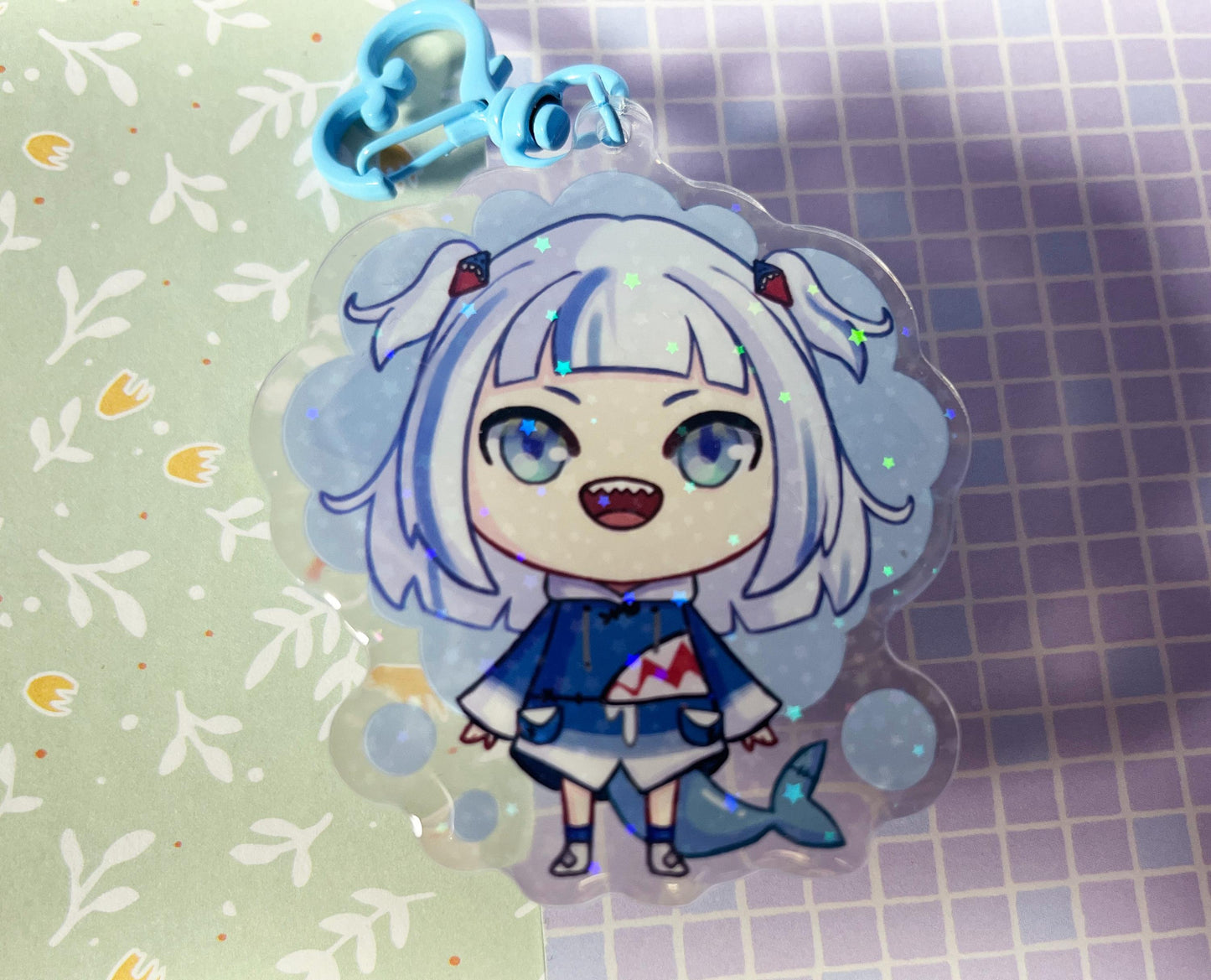 Charm Gura and Kiara  | 6,5CM Glitter keychain