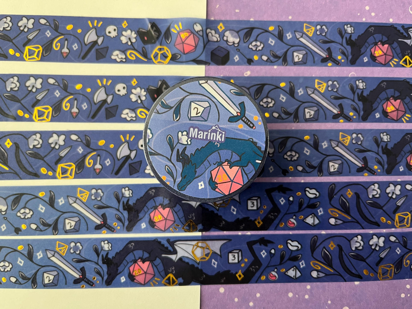 Dnd theme washi tape - Gold Foil Washi Tape - 2cmx1000cm
