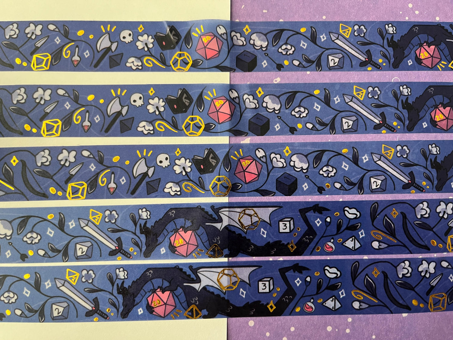 Dnd theme washi tape - Gold Foil Washi Tape - 2cmx1000cm