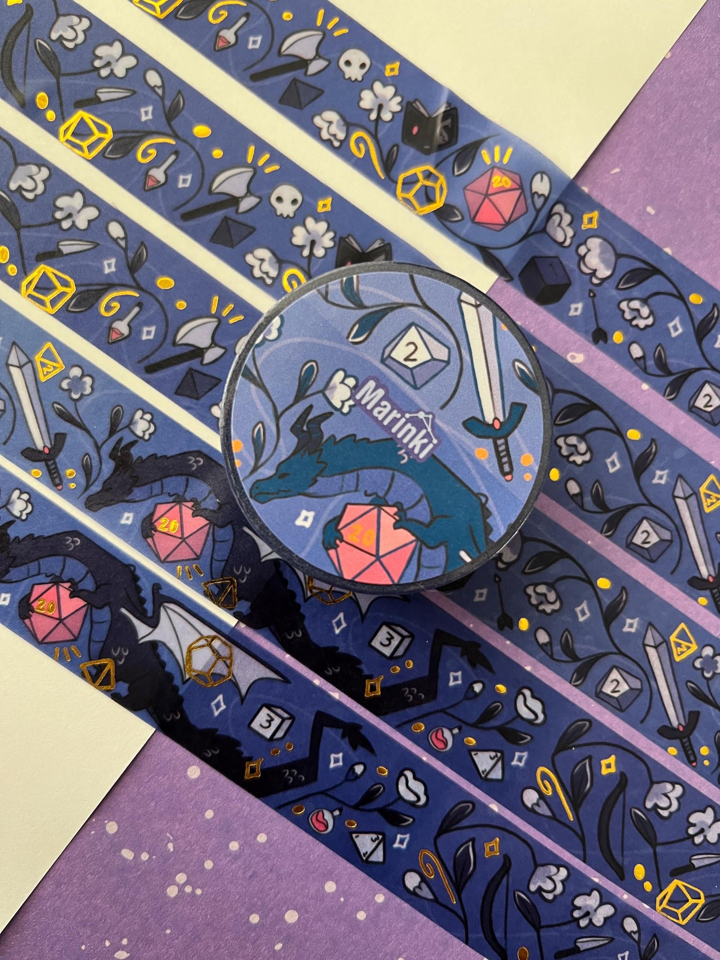 Dnd theme washi tape - Gold Foil Washi Tape - 2cmx1000cm