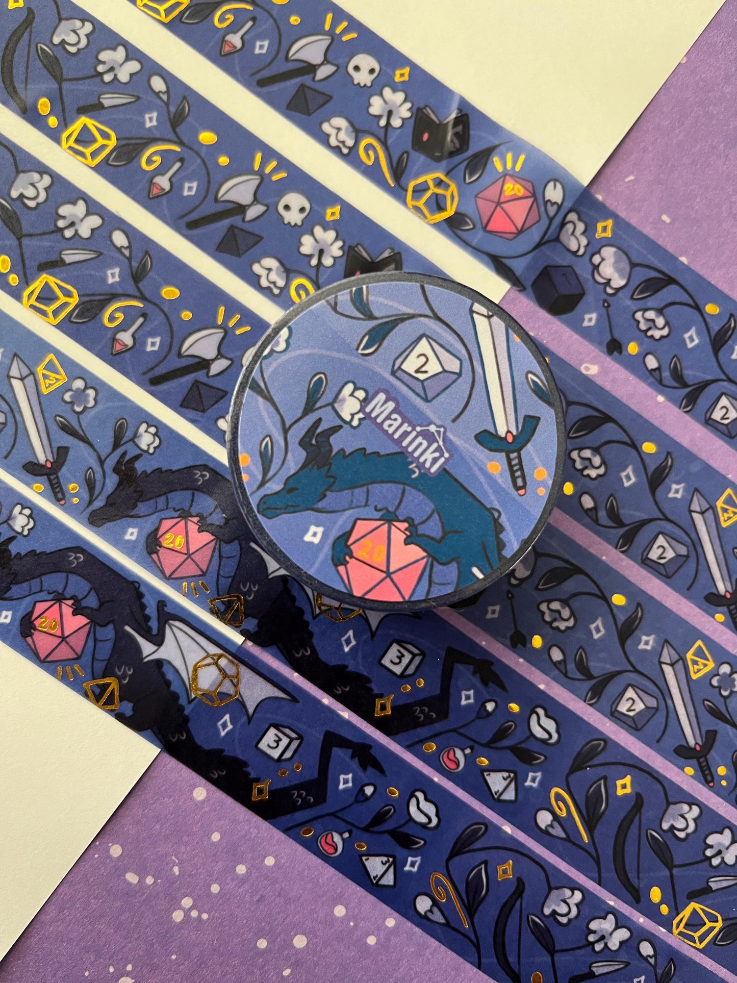 Dnd theme washi tape - Gold Foil Washi Tape - 2cmx1000cm