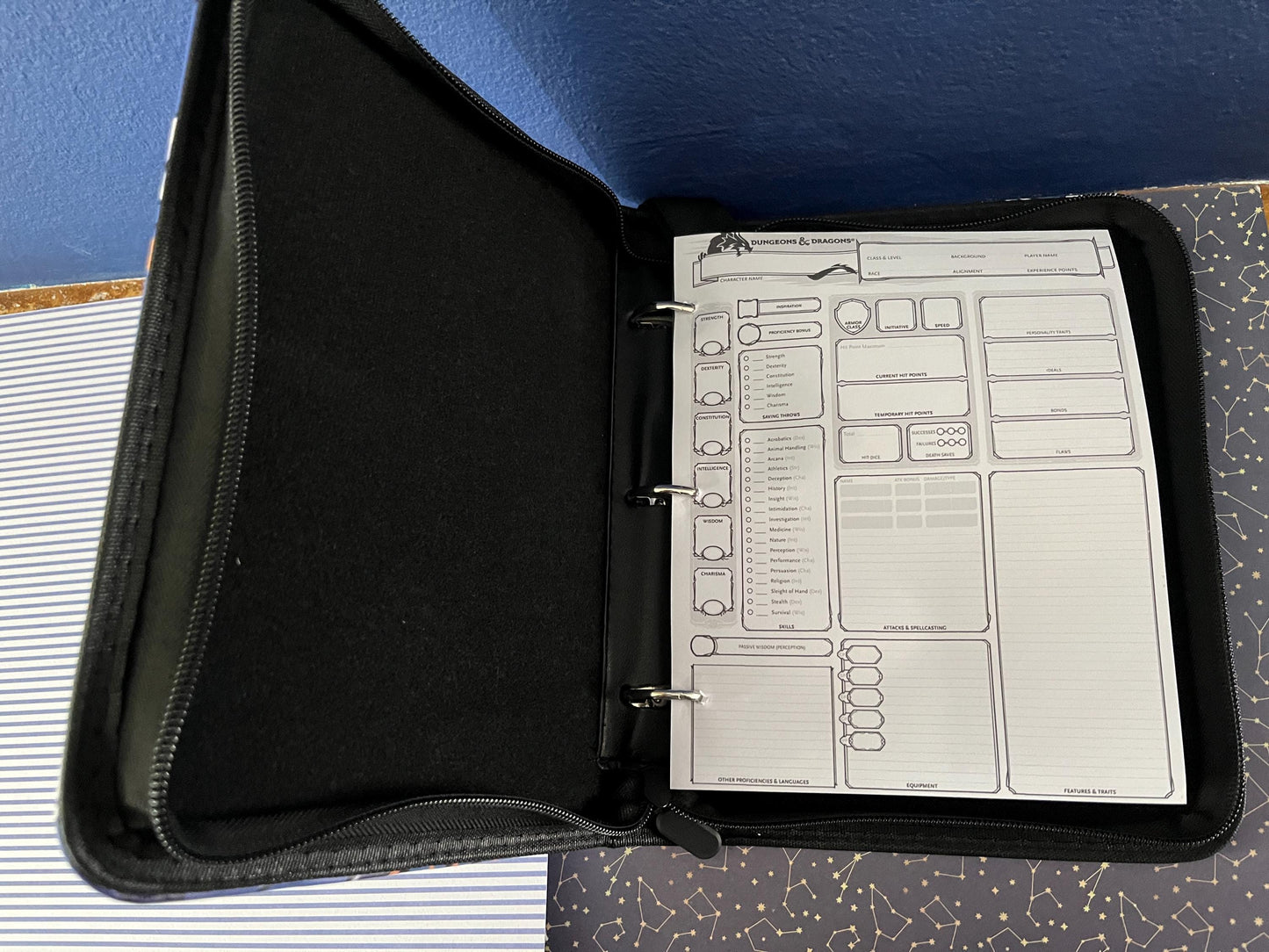 Dnd spell card binder / dnd character journal / card collection binder / 4 pocked