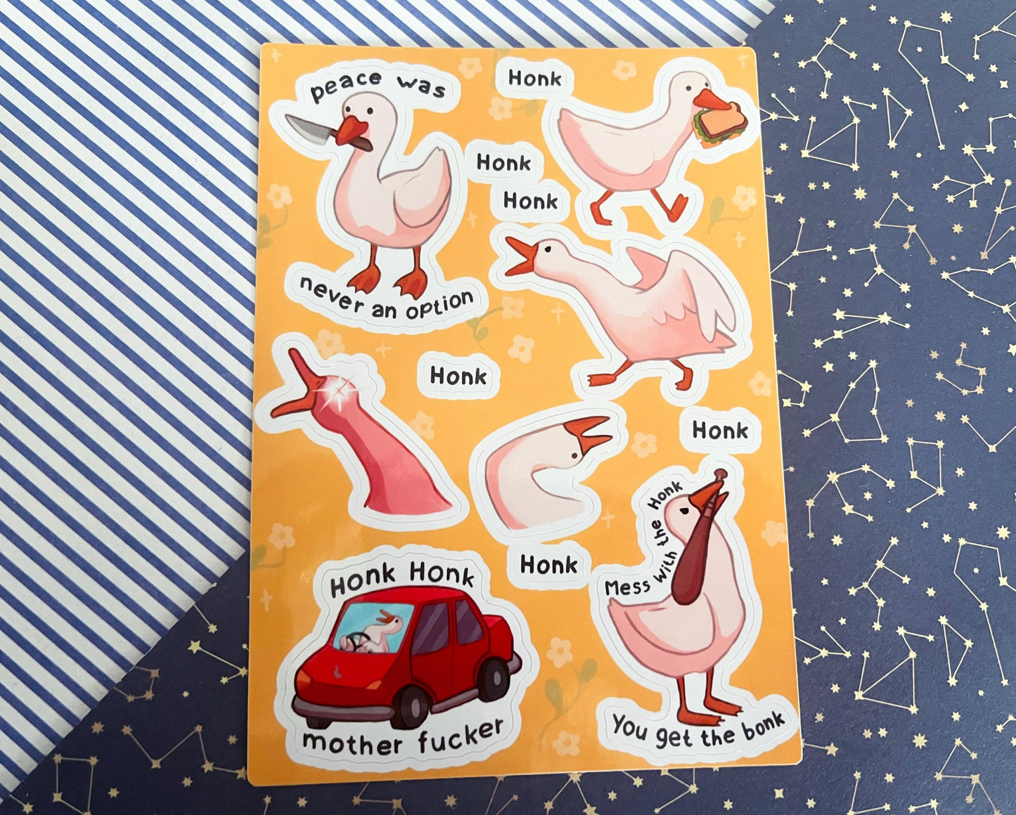 Sticker sheet goose animal meme  / A6 holographic Vinyl sticker