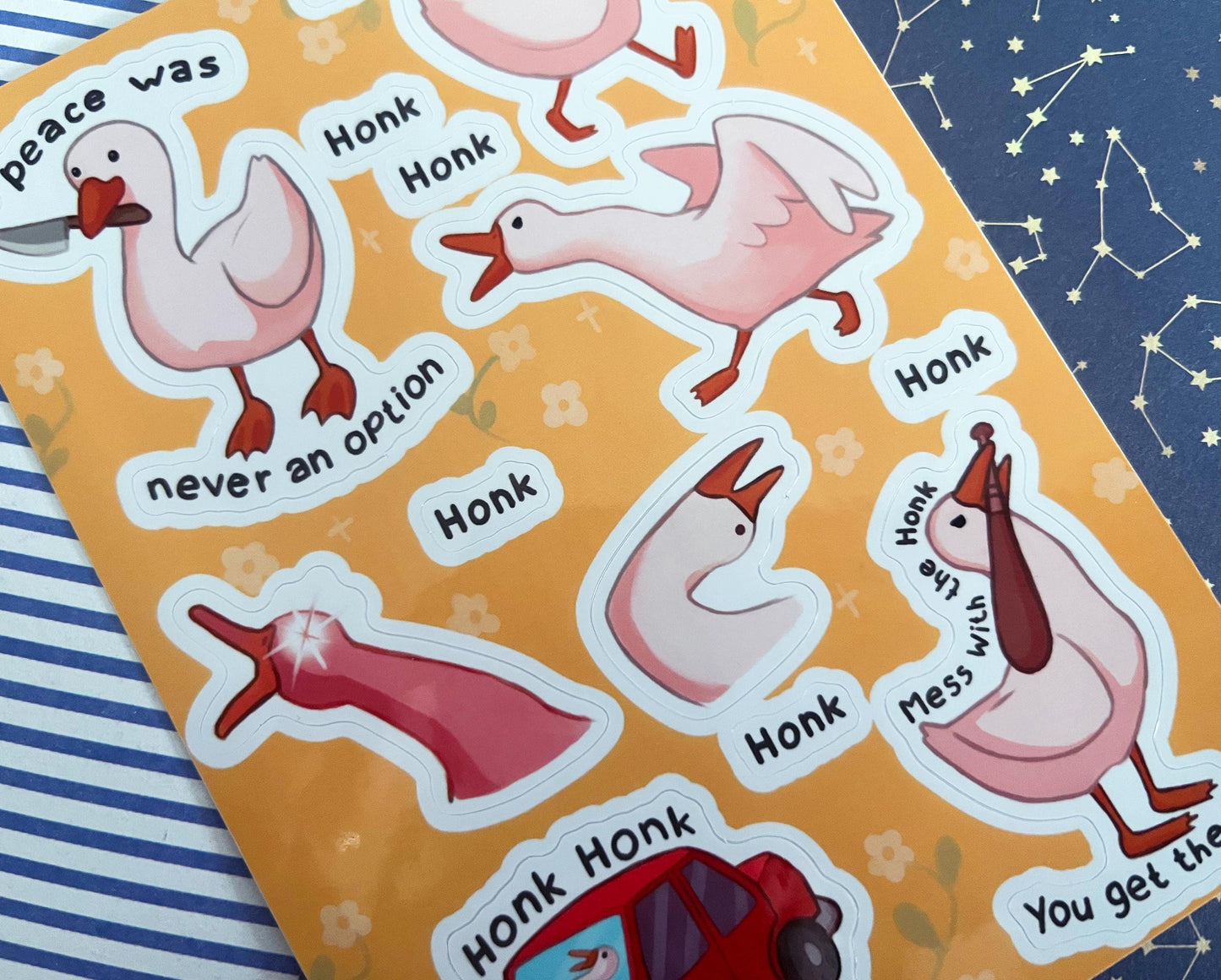 Sticker sheet goose animal meme  / A6 holographic Vinyl sticker