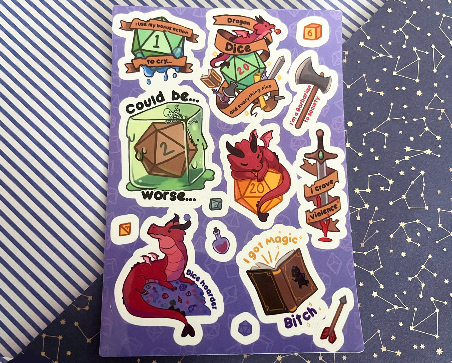 Sticker sheet dnd meme  / A6 holographic Vinyl sticker