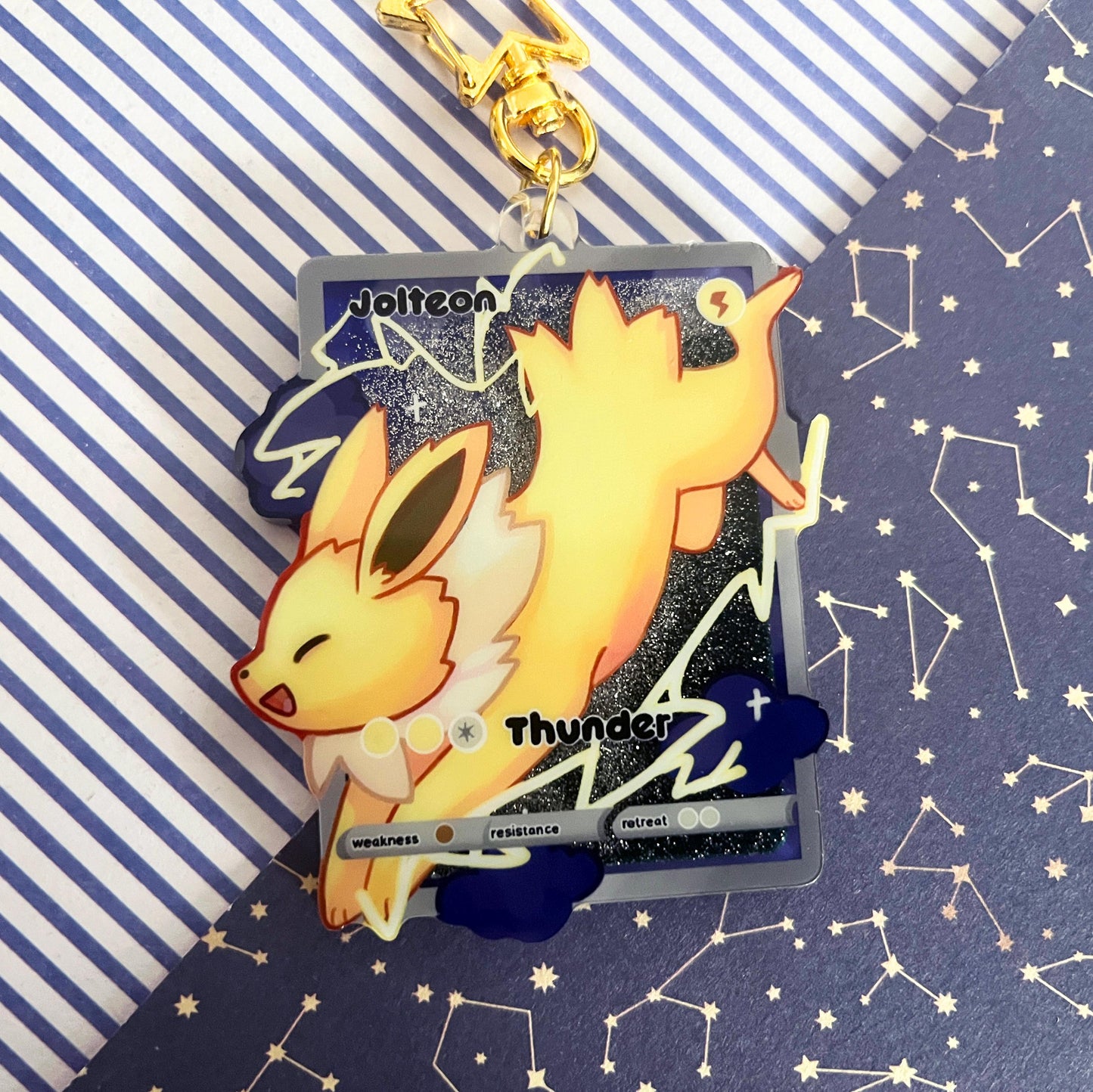 eeveelution liquid glitter charms Jolteon / double sided / 8 cm /