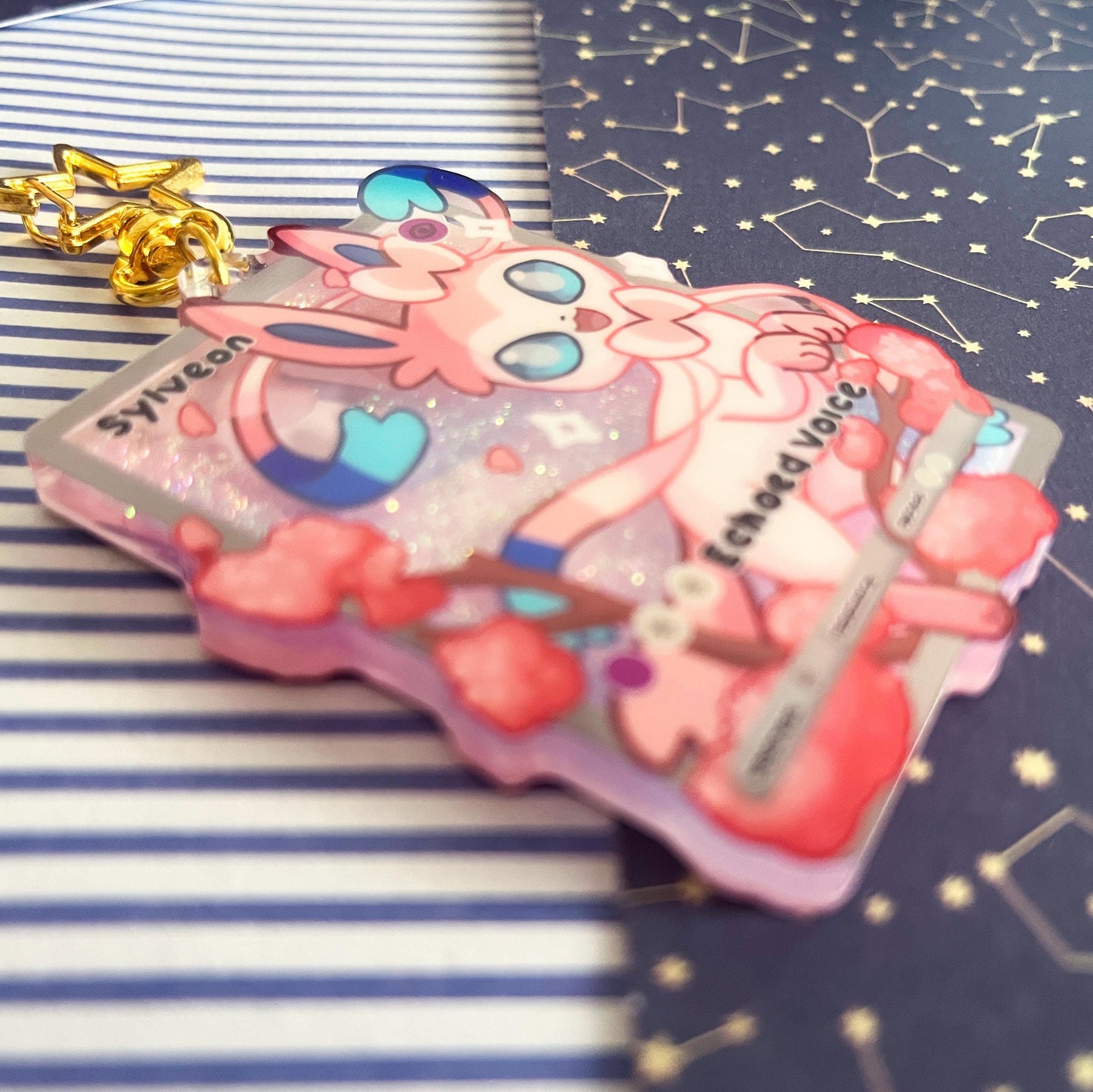 eeveelution liquid glitter charms Sylveon / double sided / 8 cm /