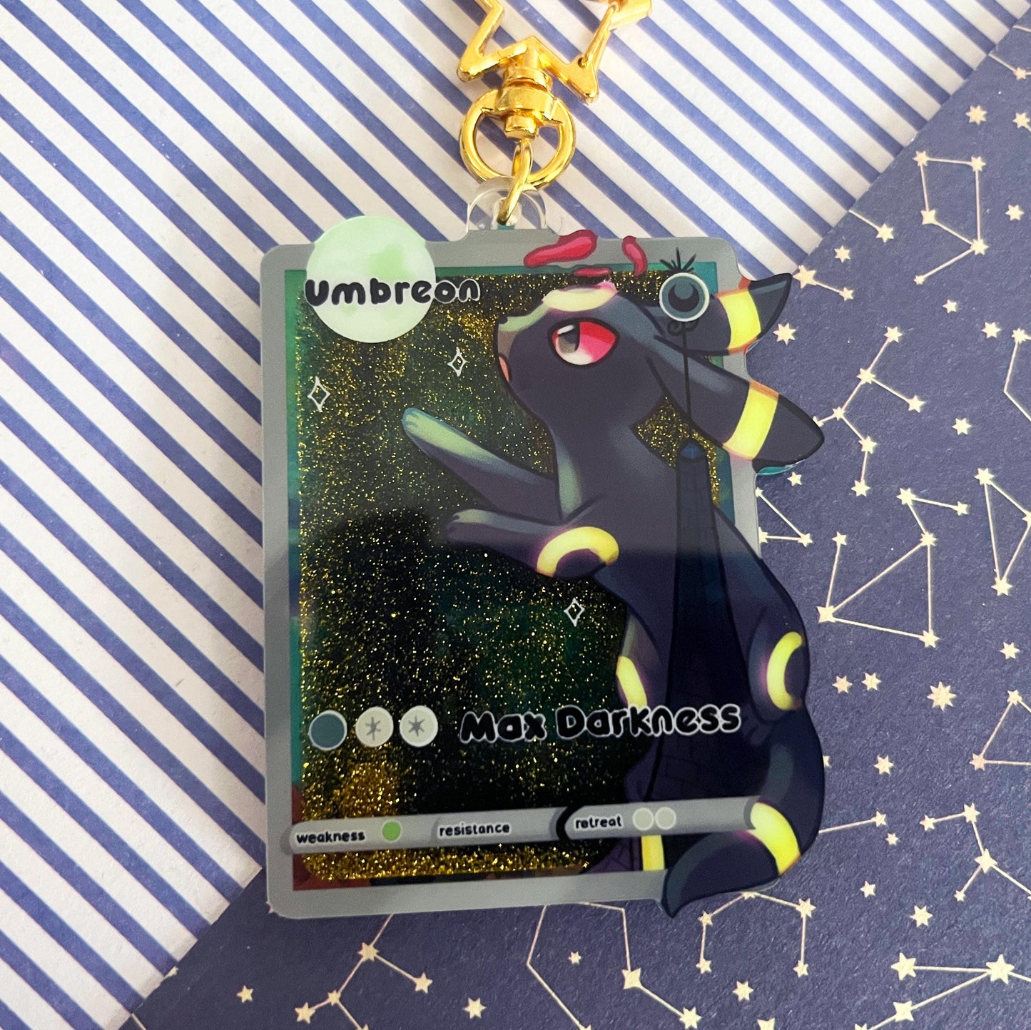 eeveelution liquid glitter charms Umbreon / double sided / 8 cm /