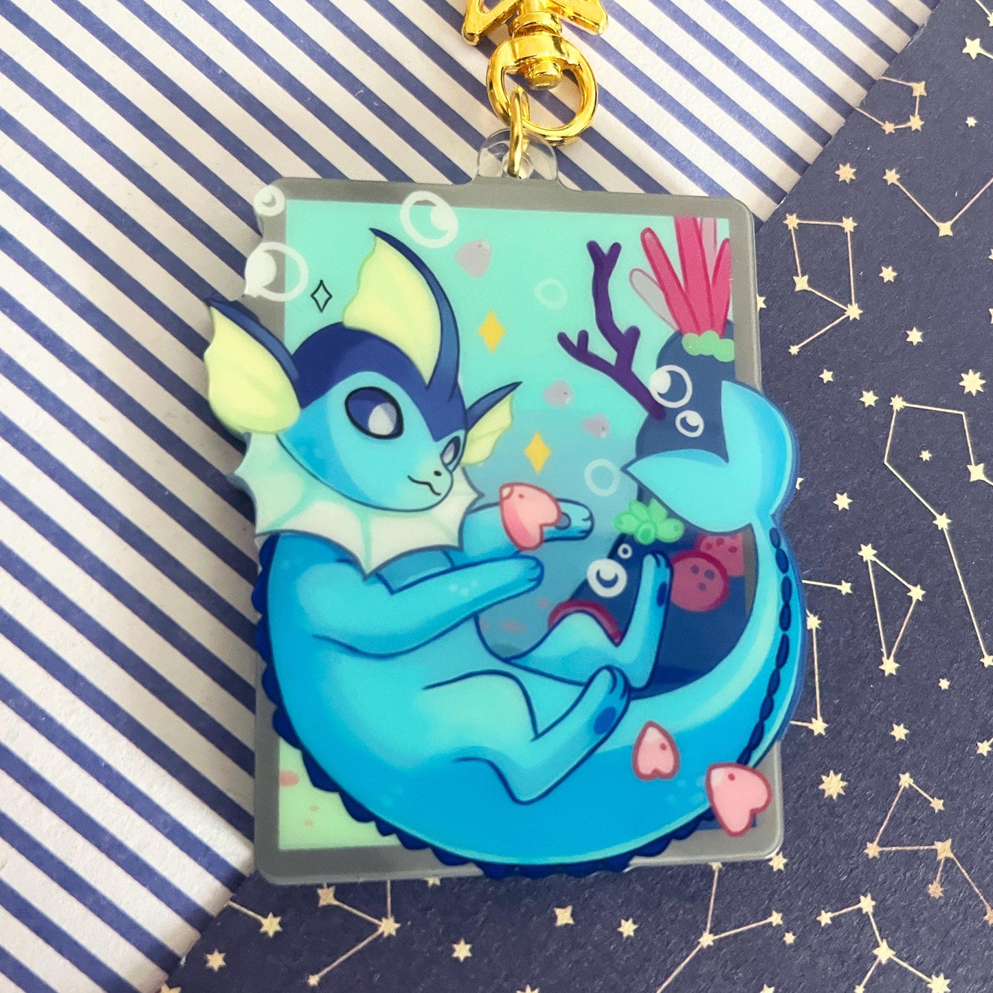eeveelution liquid glitter charms vaporeon / double sided / 8 cm /