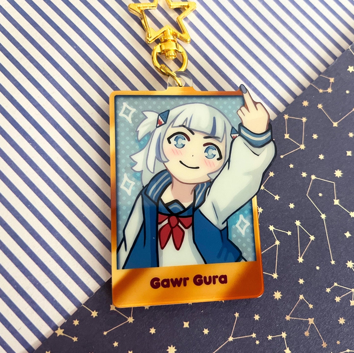 liquid glitter charms vtuber Gura / double sided / 8 cm /