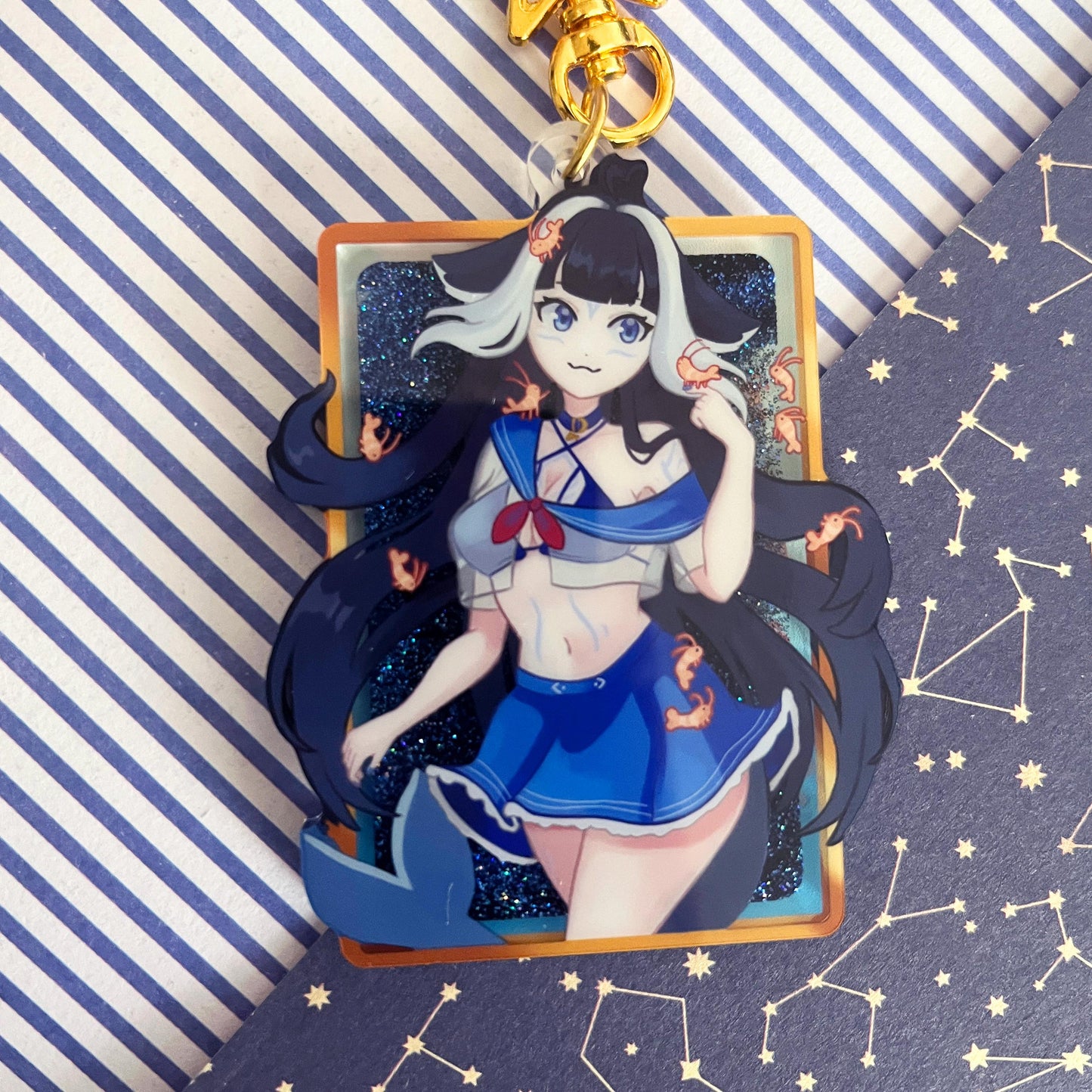 liquid glitter charms vtuber Shylily / double-sided / 8 cm /