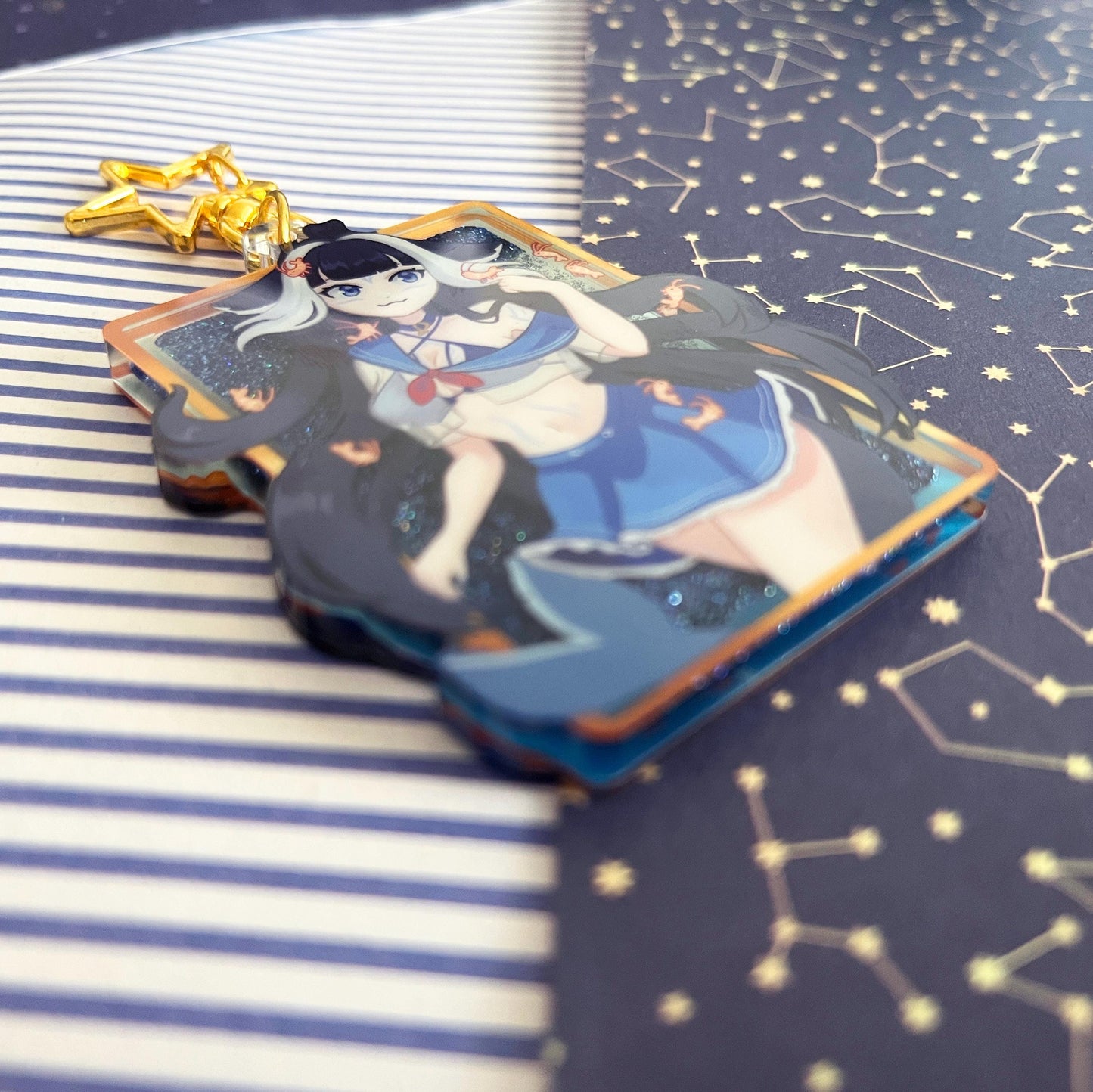 liquid glitter charms vtuber Shylily / double-sided / 8 cm /