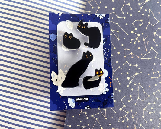 Acrylic black cat void cat mini Pins /  / around 1 to 2 cm / 4 pieces