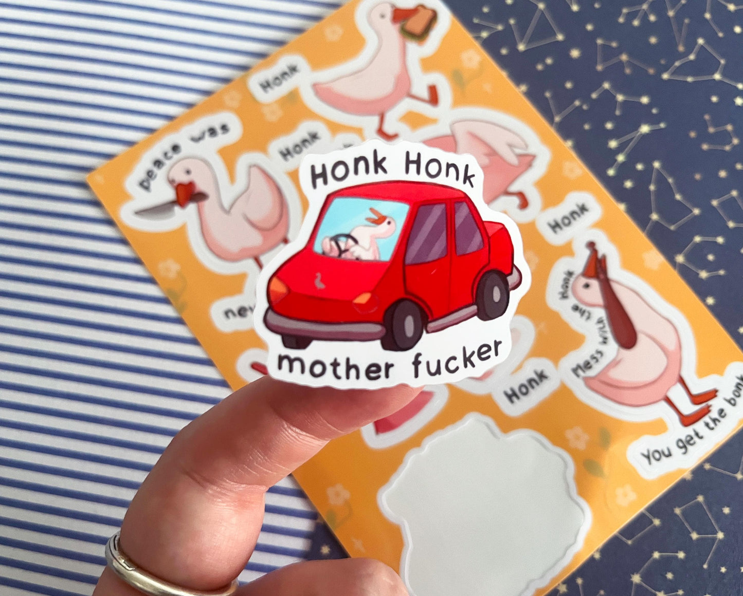 Sticker sheet goose animal meme  / A6 holographic Vinyl sticker