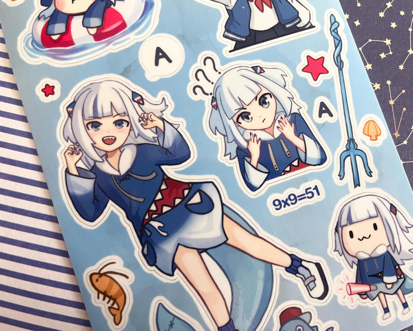 Sticker sheet Gura vtuber  / A6 holographic Vinyl sticker