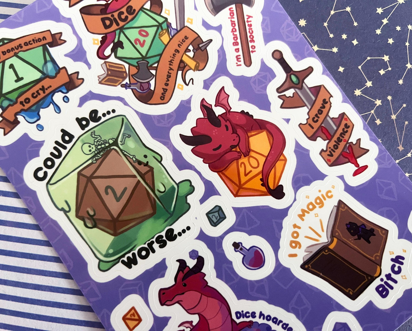 Sticker sheet dnd meme  / A6 holographic Vinyl sticker