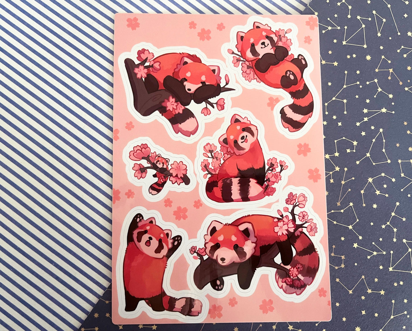Sticker sheet red panda  / A6 holographic Vinyl sticker