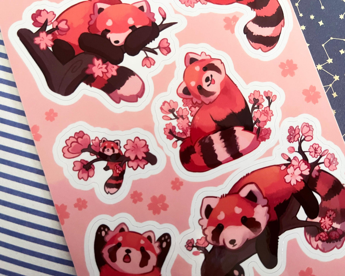 Sticker sheet red panda  / A6 holographic Vinyl sticker