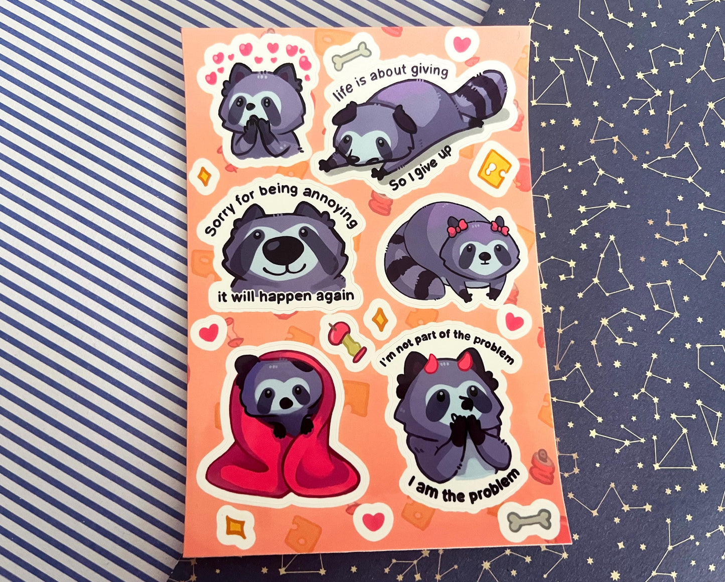 Sticker sheet raccoon meme  / A6 holographic Vinyl sticker