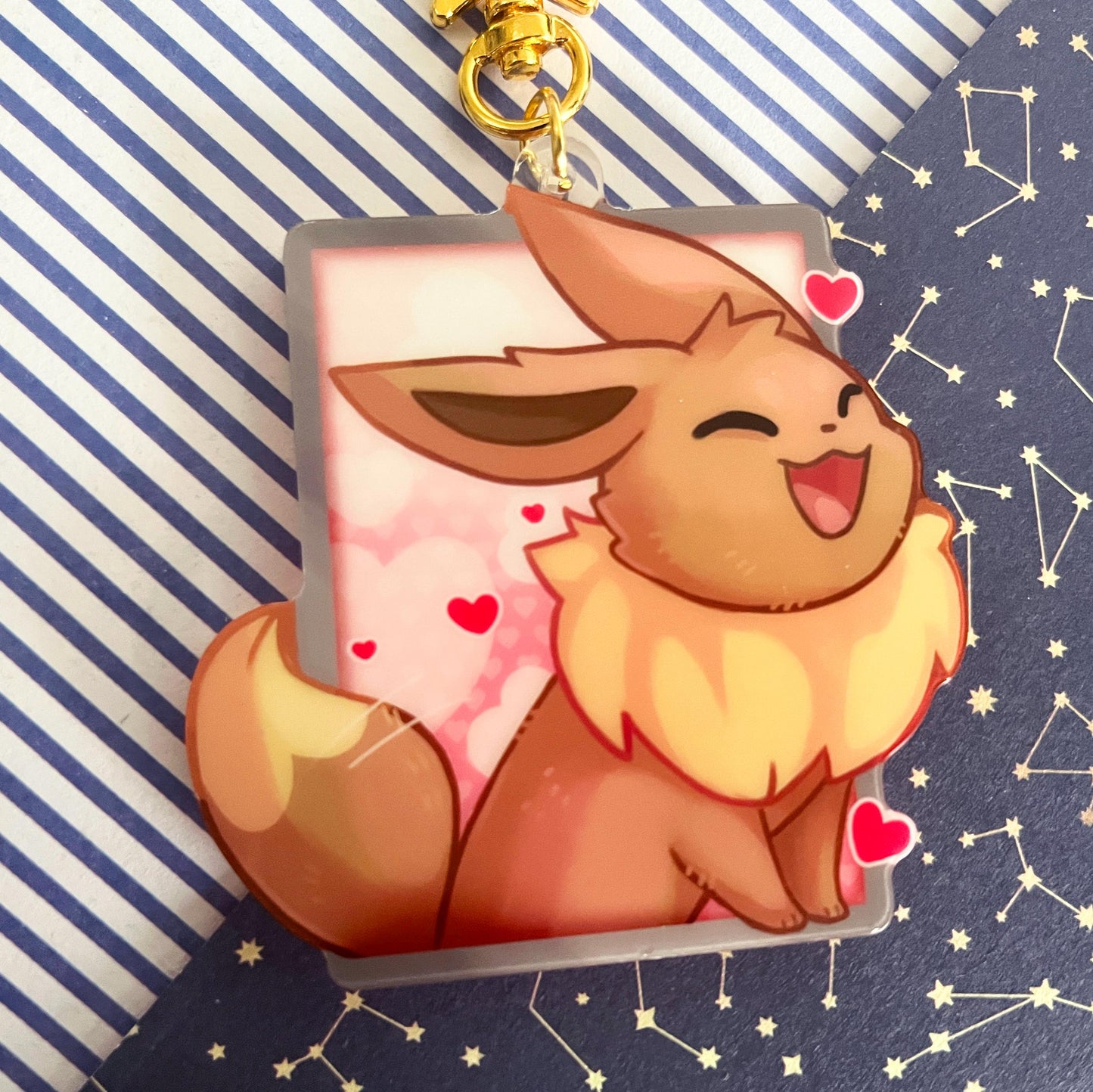 eeveelution liquid glitter charms Eevee / double sided / 8 cm /