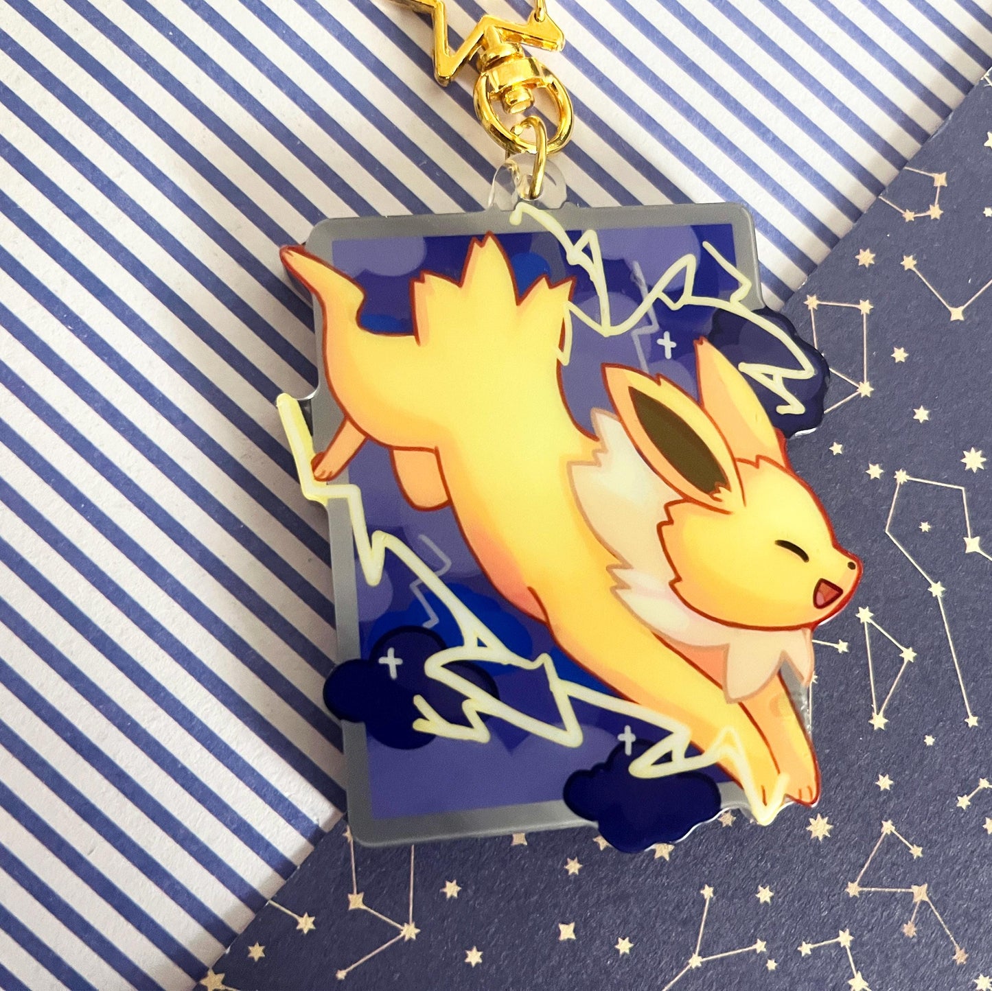 eeveelution liquid glitter charms Jolteon / double sided / 8 cm /