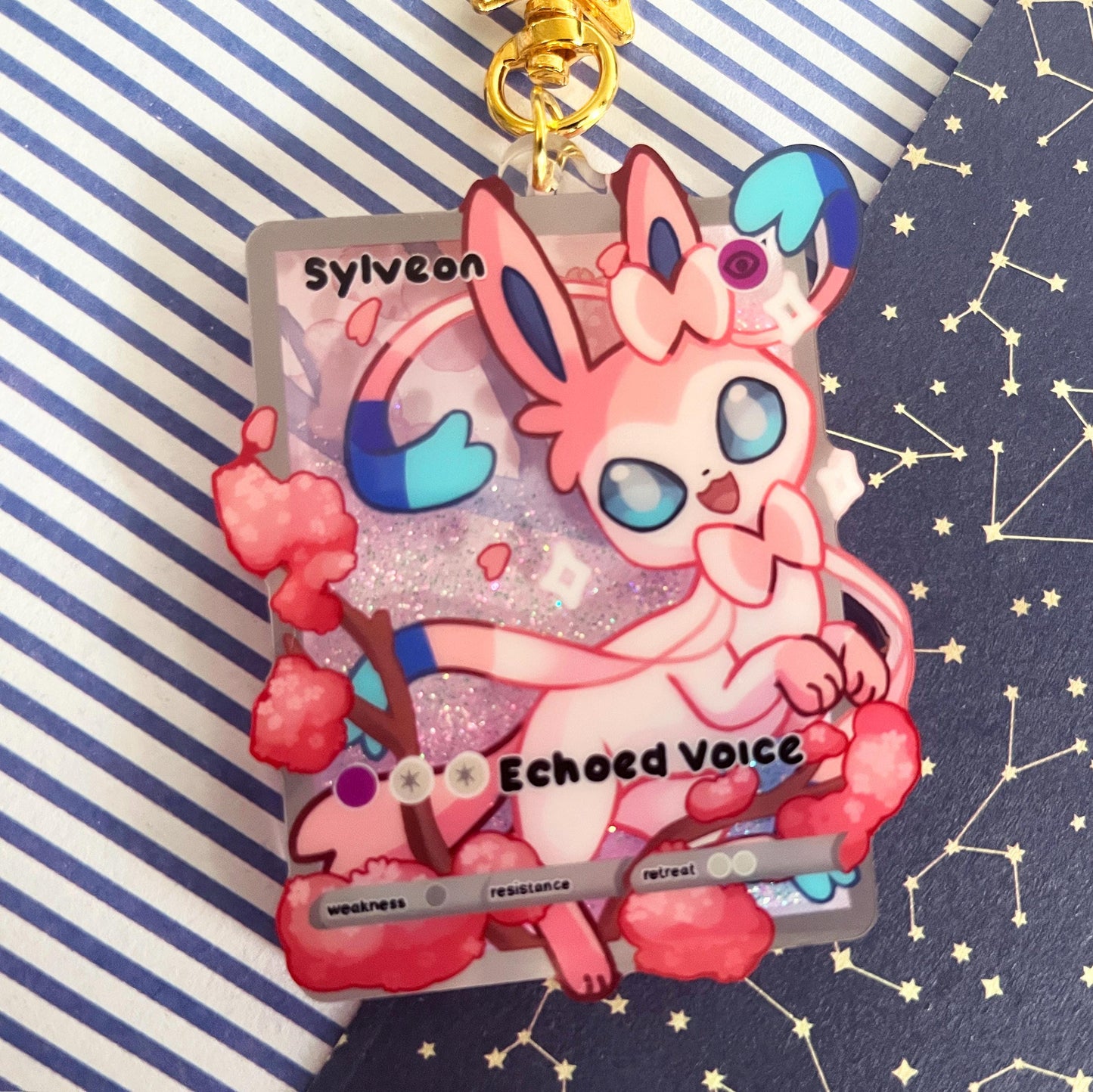 eeveelution liquid glitter charms Sylveon / double sided / 8 cm /