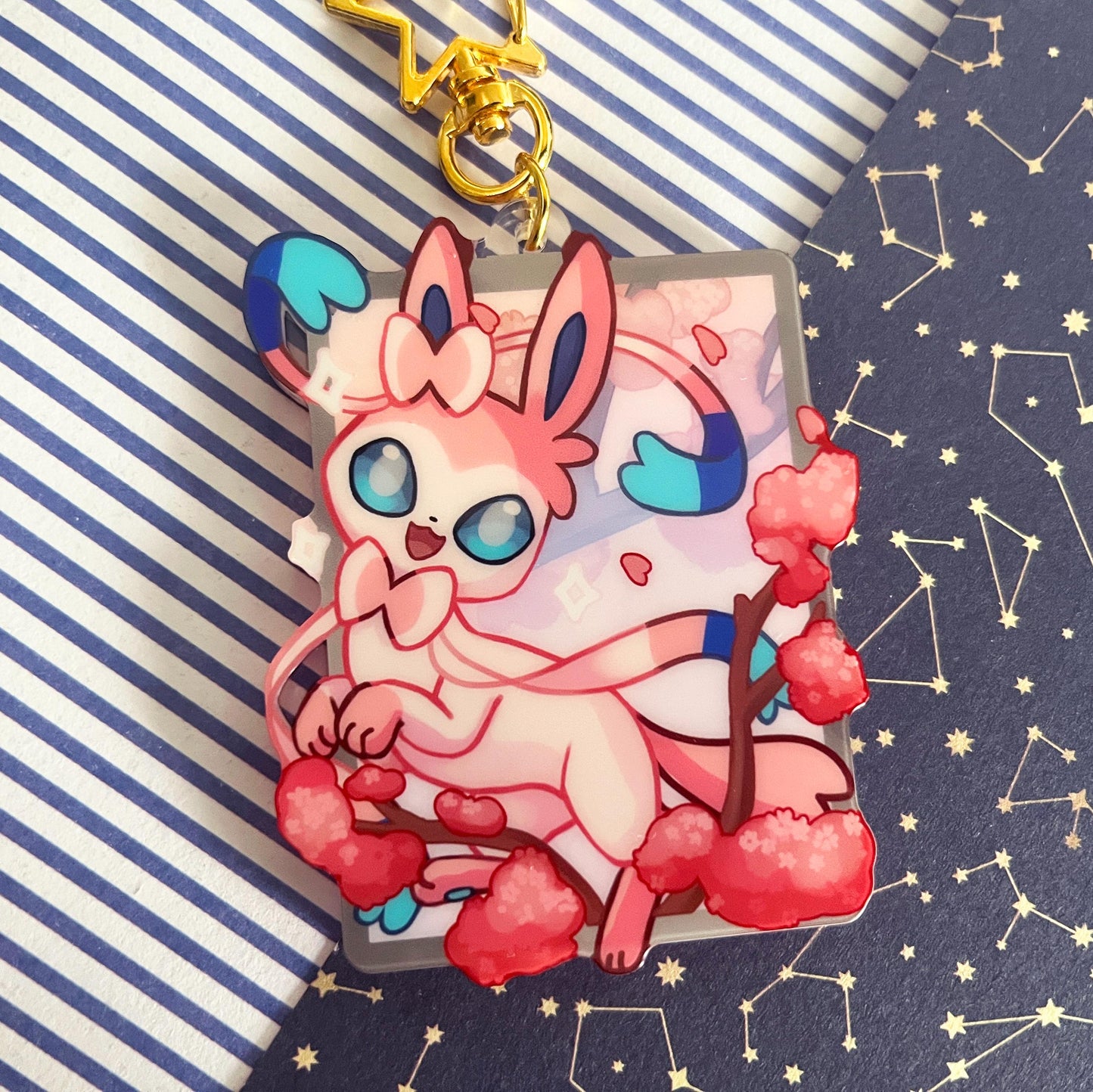 eeveelution liquid glitter charms Sylveon / double sided / 8 cm /