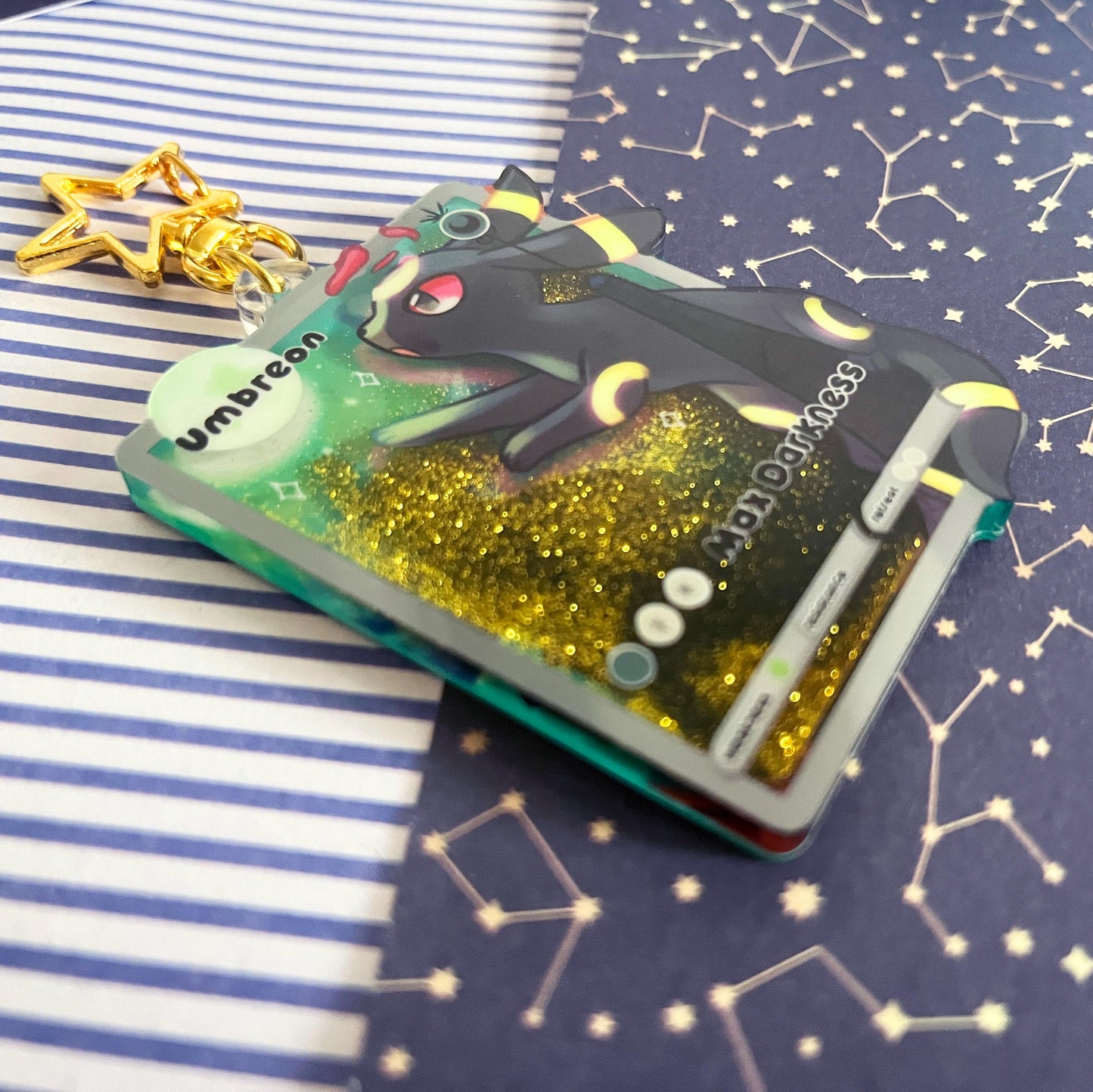 eeveelution liquid glitter charms Umbreon / double sided / 8 cm /