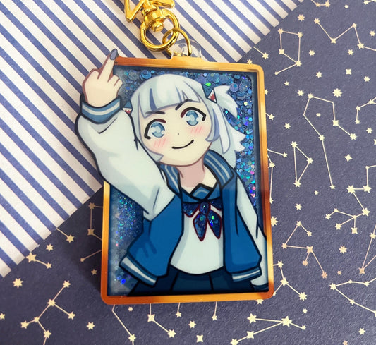 liquid glitter charms vtuber Gura / double sided / 8 cm /