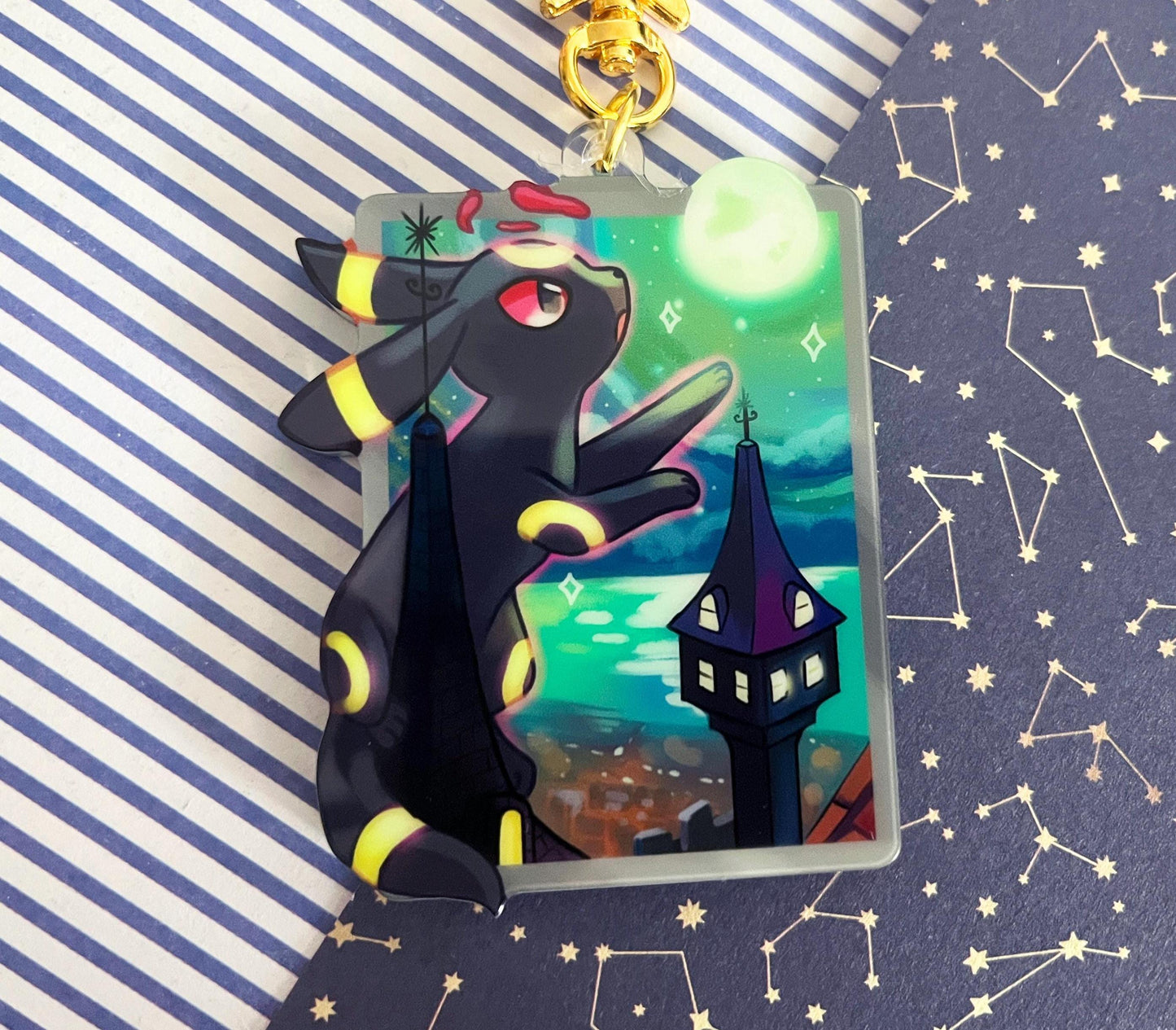 eeveelution liquid glitter charms Umbreon / double sided / 8 cm /