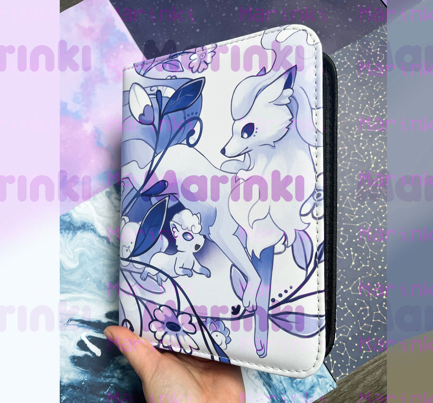 Collectable card binder Ninetales, Vulpix and Snom / 4 pocked