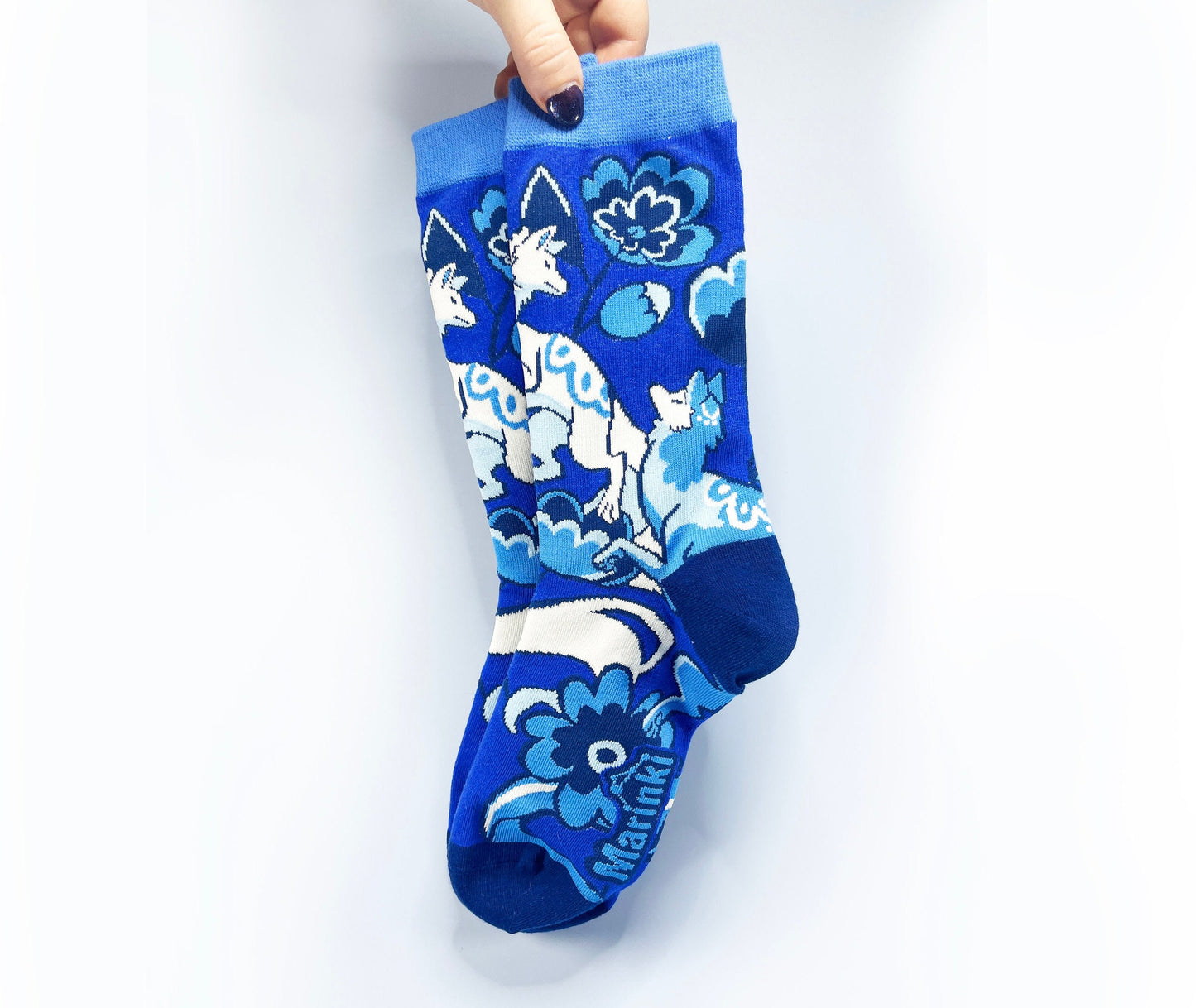 Cute kitsune fox Socks - Cotton Socks EU 38-41, US Men 6 - 9,5, US Women 7,5 - 11,5