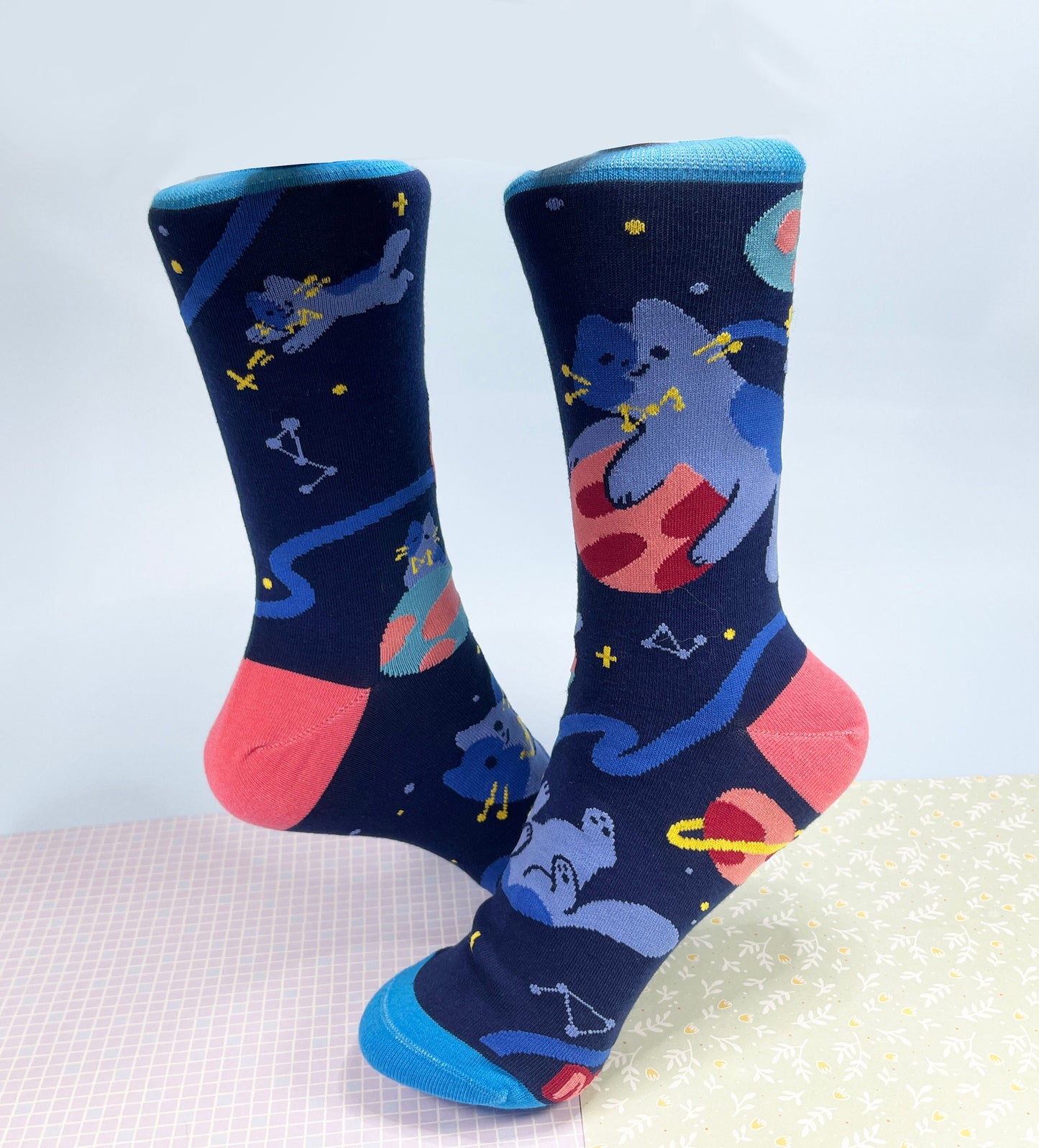 space cat Socks - Cotton Socks EU 38-41, US Men 6 - 9,5, US Women 7,5 - 11,5