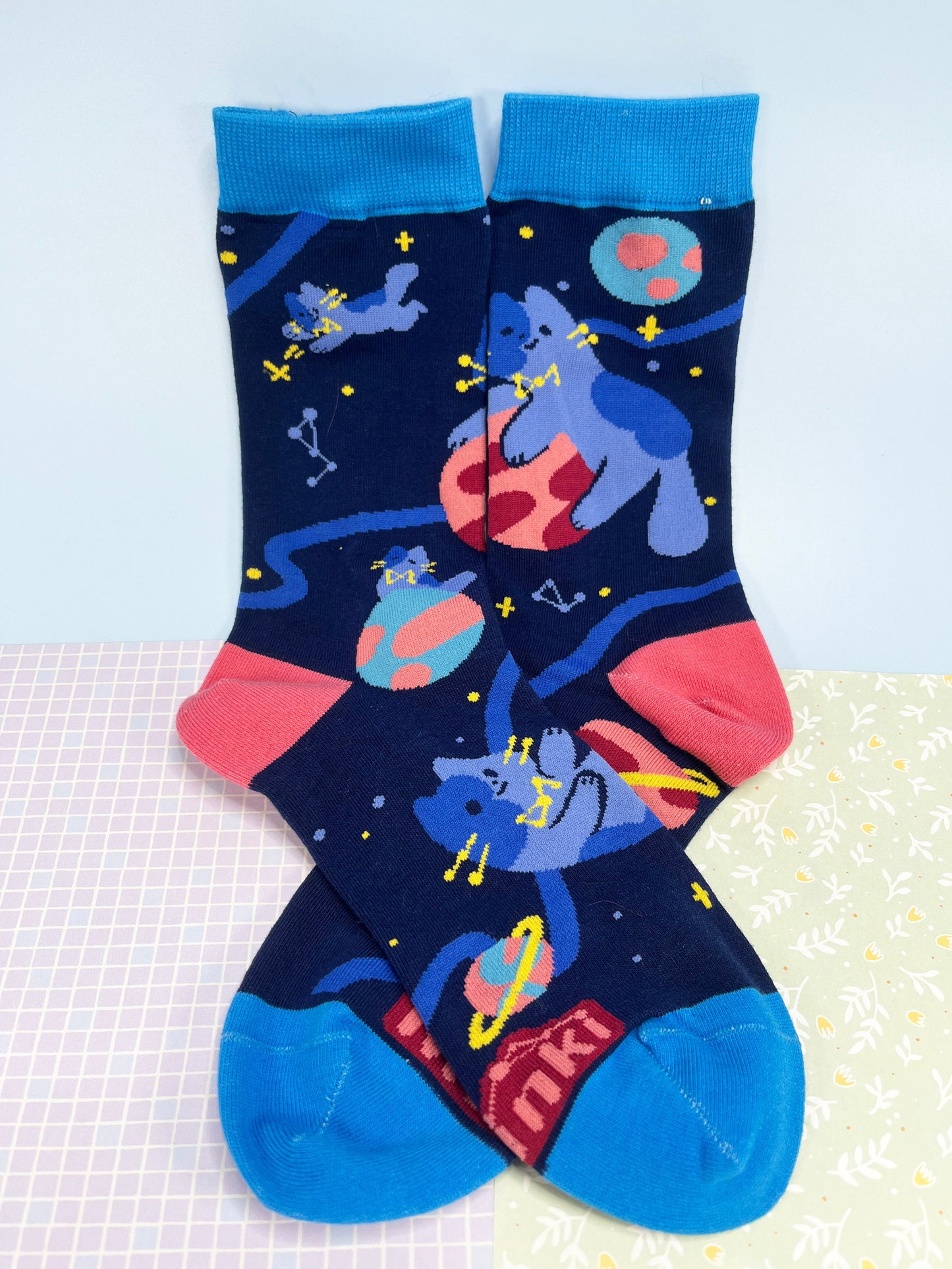 space cat Socks - Cotton Socks EU 38-41, US Men 6 - 9,5, US Women 7,5 - 11,5
