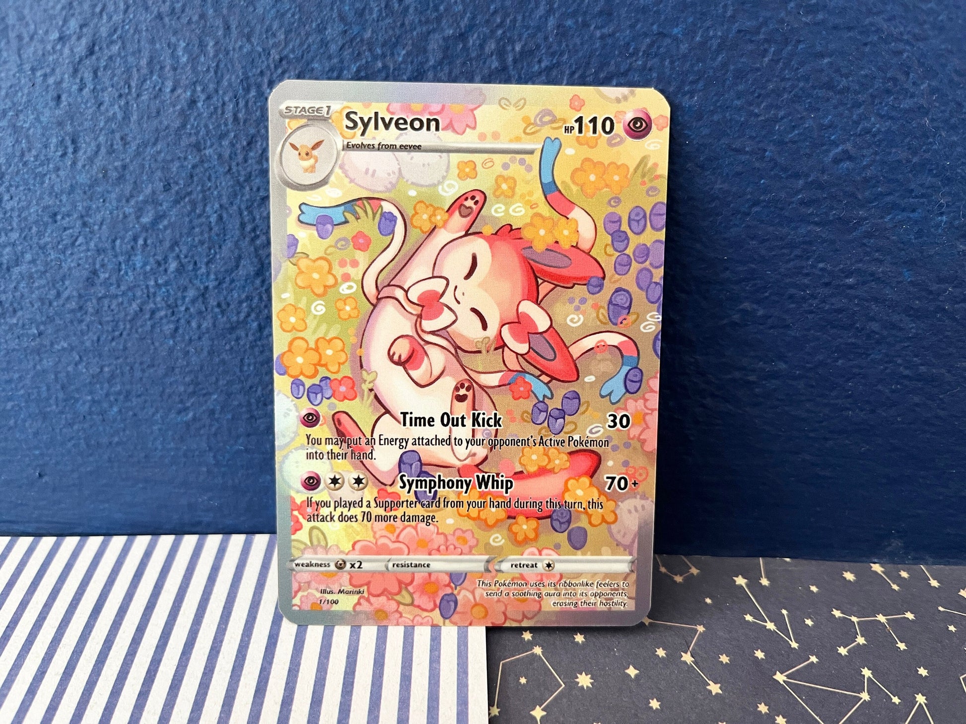 holographic sylveon pokemon card Eeveelution Sylveon / Custom holographic Pokémon card / Basic illustra – MarinkiArt